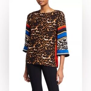 Kobi Halperin Harp­er Mixed Print 3/4-Sleeve Blouse - Size S